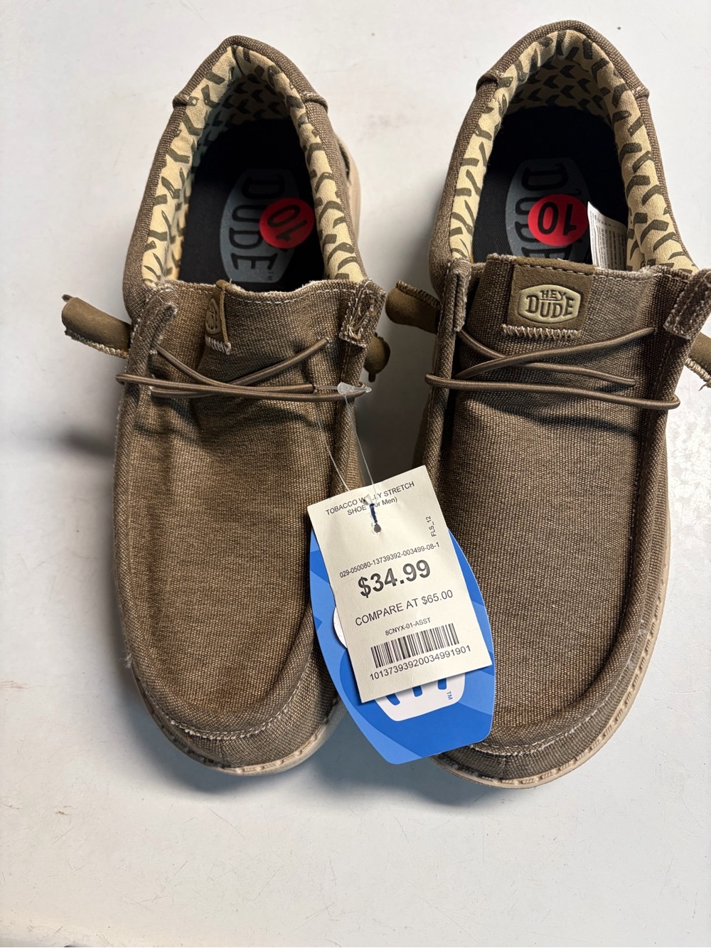 Hey Dude Brown Canvas Slip-On Loafers with Elastic Laces